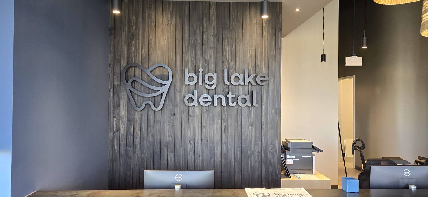 Big Lake Dental - Reception sign